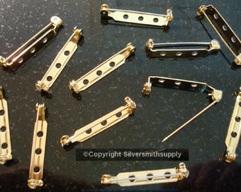 1 1/4 inch bar pins pin backs pin findings gold plated 12 pc glue on fps105