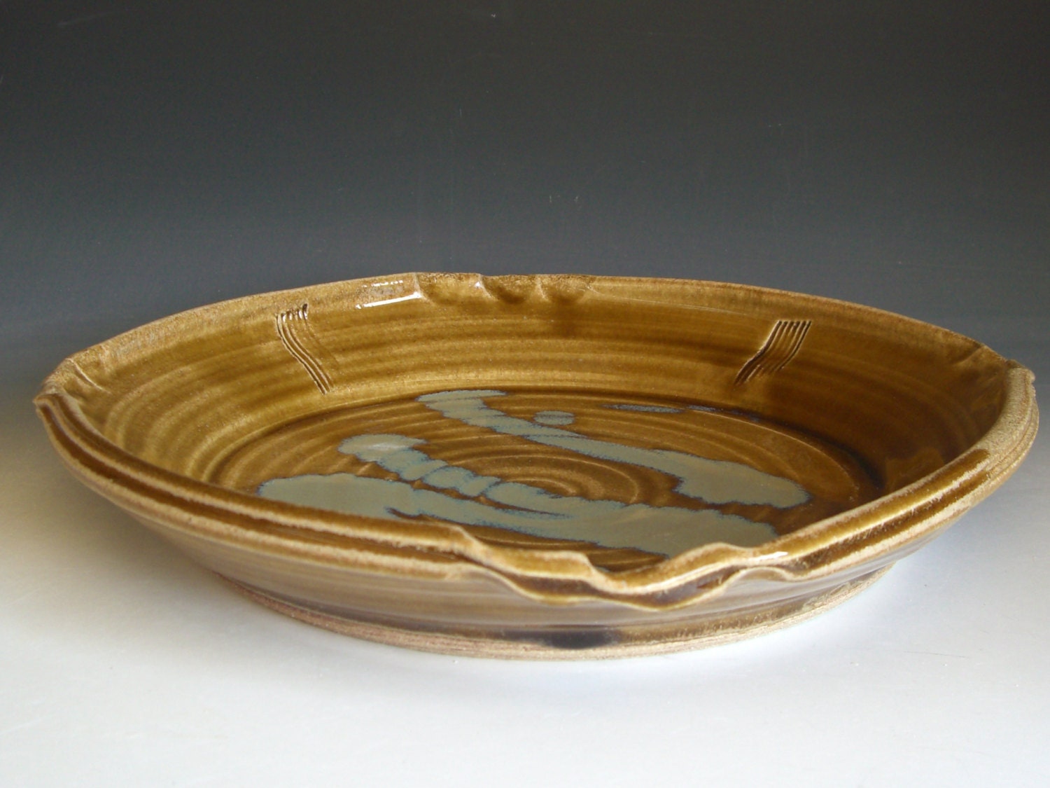 Hand thrown stoneware pottery serving platter SPW