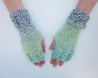 Hand Knit Fingerless Mittens/Texting Gloves-Morning Star- Wrist Warmers