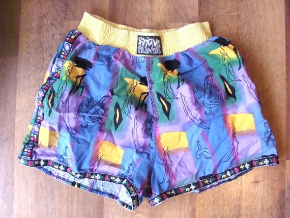 Vintage Primitive Prints beach volleyball shorts with pockets
