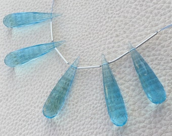 Brand New,2 Matched Pairs,Sky Blue Quartz, 35mm Long Drops,Finest Item
