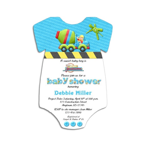 Construction Baby Onepiece Baby Shower by SnowberryMountain