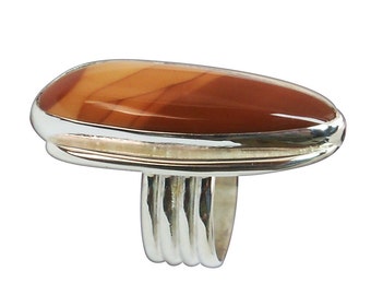 Rare Bruneau Jasper Statement Ring Set in Sterling Silver, Size 6-1/2 r65brnf2693