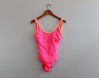 Items similar to Vintage 80s One Piece Swimsuit / Maillot Bathing Suit ...