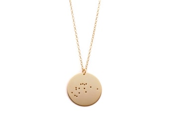 Aquarius 14kt Gold Dipped 1.25" Zodiac Constellation Necklace