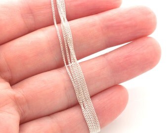 Unfinished sterling silver chain by meter - sterling beveled curb chain 0.8x0.5mm