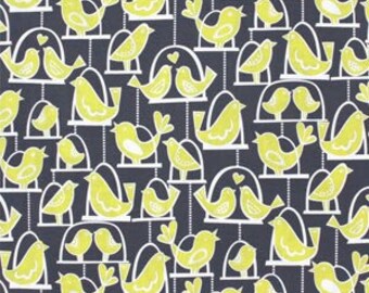 Michael Miller Bird In Swing Gray fabric - 1 yard