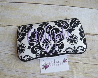 Black and White Damask, Travel Wipe Case, Baby Wipe Case, Diaper Wipe Case, Baby Shower Gift, Personalized Wipe Case, Wipe Holder, Wipecase