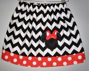 Minnie Mouse skirt Chevron with applique (available in sizes 2t,3t,4t,5t,6,7,8