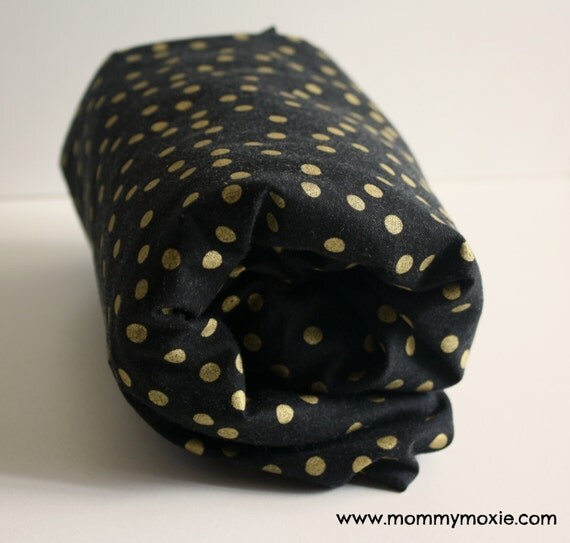 Custom Designer Cotton Crib Sheet Metallic Gold Polka Dot on