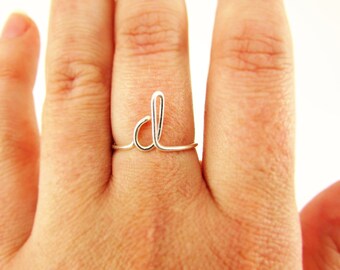 Initial Ring, Letter Ring Sterling Silver or Gold, A - Z Letters Custom Made Simple Ring Pinky Ring Bridesmaid Thank You Ring Gift Under 10