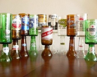 Beer Bottle Wine Glasses Goblets Drinking Glasses Candle Holders Set Of 2