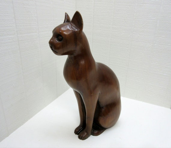 egyptian wooden cat statue