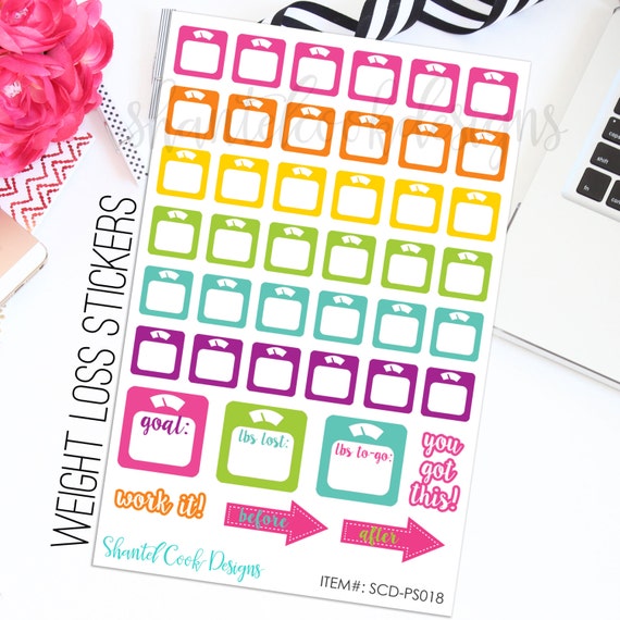 Weight Loss Planner Stickers Erin Condren Ec by ShantelCookDesigns