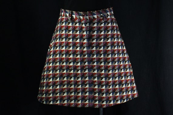 Size 8 Mini Skirt ca. 1972 Wool Tweed Casual A-Line Skirt