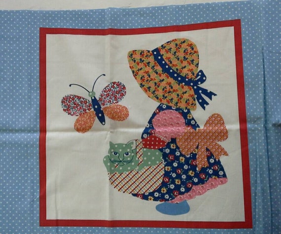 Sunbonnet Sue and Overall Sam Pillow or Quilt Block Fabric