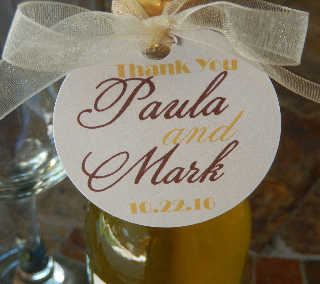 75 Mini Wine or Champagne Bottle Custom 2 Favor Tags