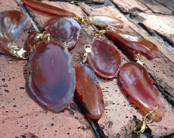 Orange Detachable Agate Slice Pendant