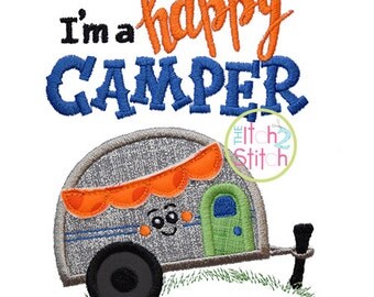 I'm a Happy Camper Applique Design For Machine Embroidery, INSTANT DOWNLOAD available