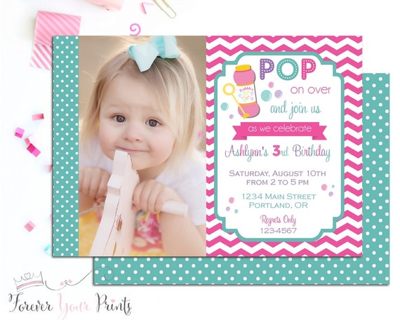 Bubble Party Invitation, Birthday Invitation, Bubble Party Invite, Bubble Party Invite, Girls Bubble Party Invitation, Printing Service Il_570xn