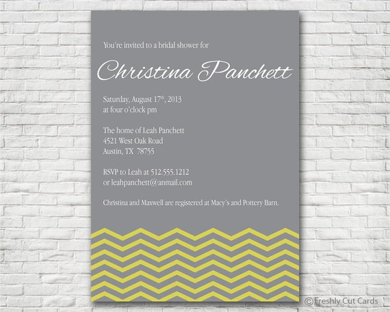 Chevron Bridal or Baby Shower Invitation - Printable or Printed (w/ FREE Envelopes) Il_570xn