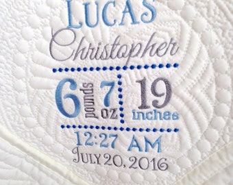 Personalized baby quilt , birth stats , keepsake , heirloom , personalized , handmade