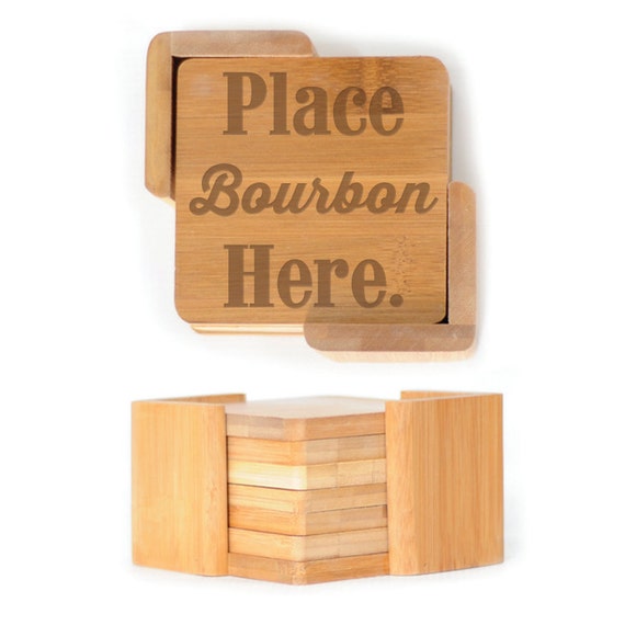 Wooden Square Coasters Set of 6 with holder 2601 Place