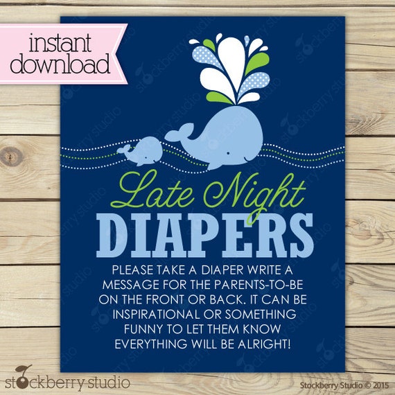 diaper baby shower games message Shower Late Diaper Baby Diaper Night Printable Thoughts Message  Game