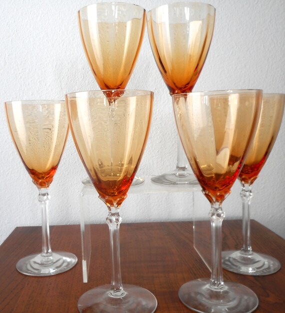 Fostoria Elegant Depression Glass Optic Bowl Amber Stems by Serge4