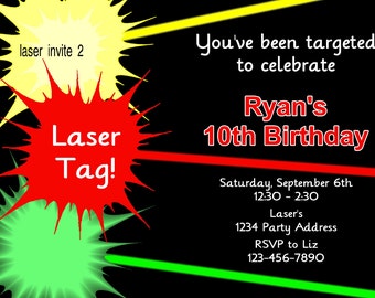 Laser Tag Birthday Invitation Printable and Printed with FREE