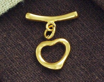 1 of 925 Sterling Silver 24k Gold Vermeil Style Heart Toggle 11x10 mm. :vm0681