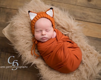 Baby Fox Bonnet, Woodland Baby, Enchanted Forest, Fox Hat, Newborn Photo Prop, Woodland Animal Hat, Baby Hat, Diaper Cover