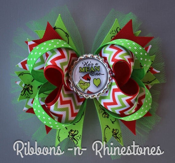 Items similar to READY to SHIP!! Christmas GRINCH Boutique Style Hair
