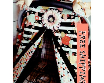 Car seat Canopy FREE SHIPPING CODE Carseat Cover Flower Diamond Reversible