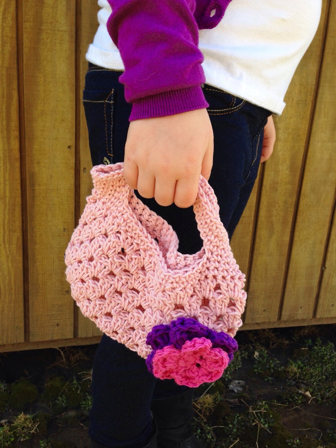 Pink Crocheted Girls Purse