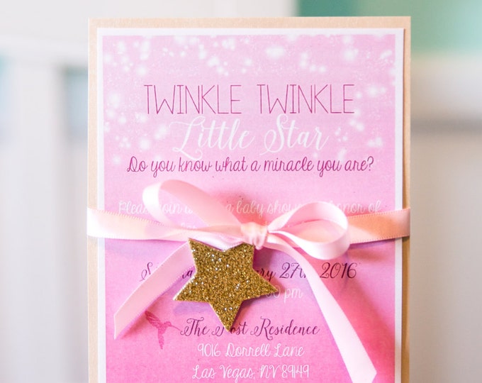 Twinkle Little Star - Baby Girl Shower Invitation