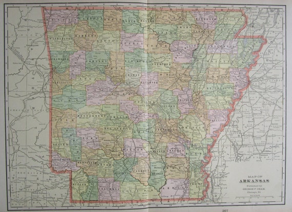 1901 X L ARKANSAS Map. 18x13 1900s Historic by OriginalAntiqueMaps