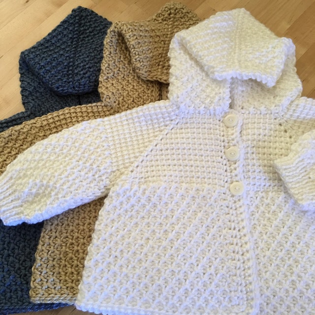 Handmade Tunisian Crochet Baby Sweaters and by ForBabyCreations