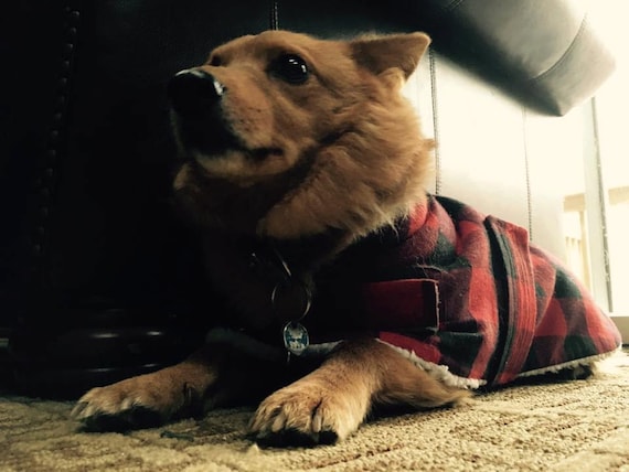 Plaid Flannel Sherpa Lined Dog Pet Coat Canine Jacket