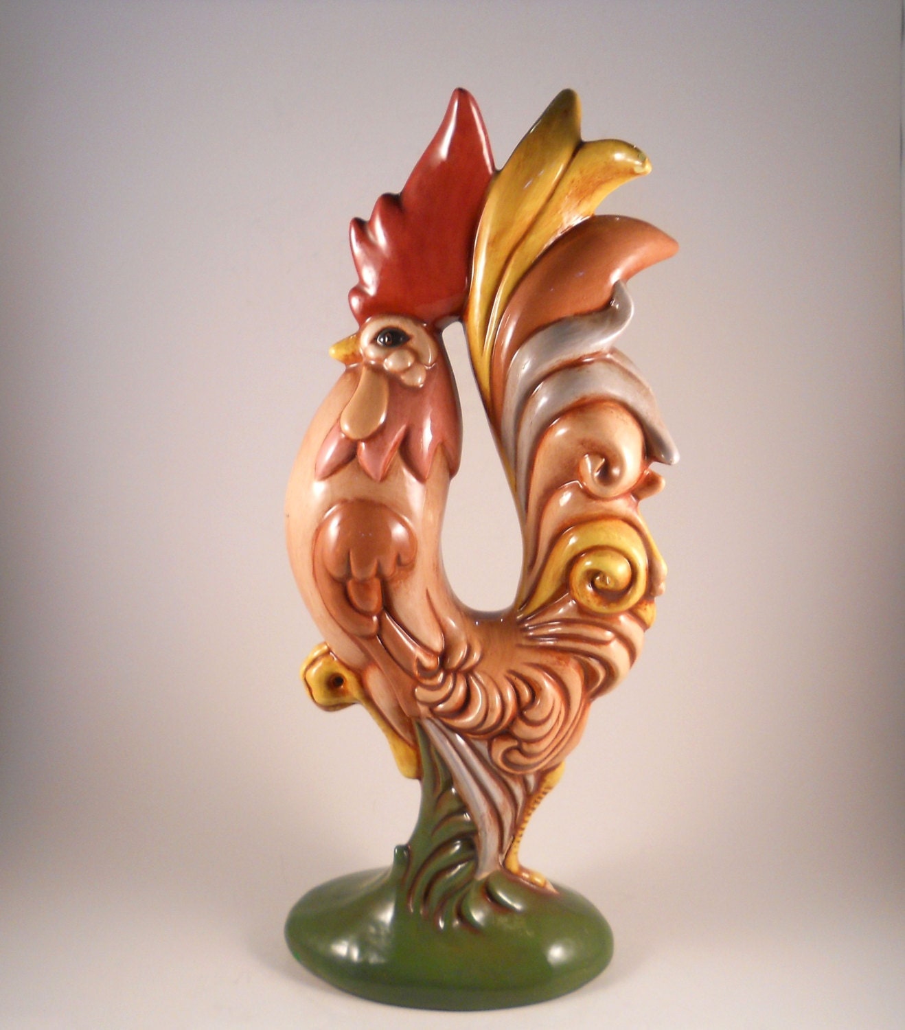 Ceramic Standing Rooster Hand Painted Decor Kitchen