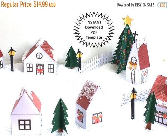 CIJ SALE Christmas Village Display DIY Christmas Decor Christmas Village Set Printable Christmas Town Christmas House Christmas Houses Pdf T