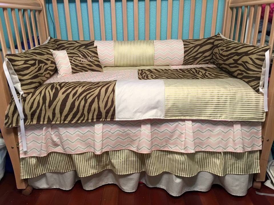 Custom Pink and Gold Zebra Baby Bedding