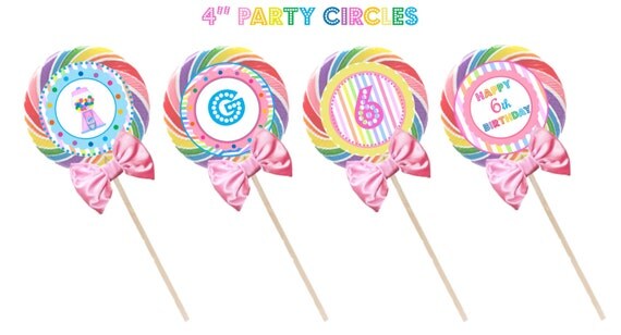 GUMBALL 4inch Party CIRCLES ~ Personalized Printable Download Il_570xn