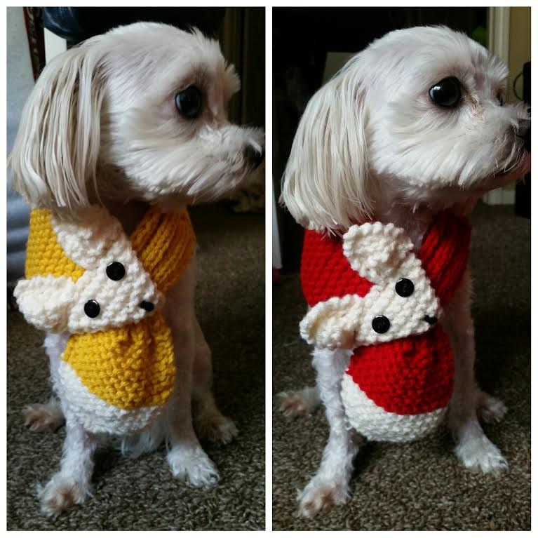 Crochet Dog Adjustable Fox Scarf Neck warmer for Small Breeds