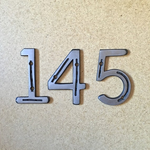 METAL HOUSE NUMBERS set of 3 metal address by BlacksmithCreations