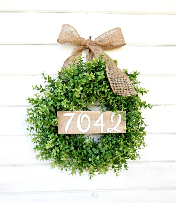 Boxwood Wreath with House Numbers