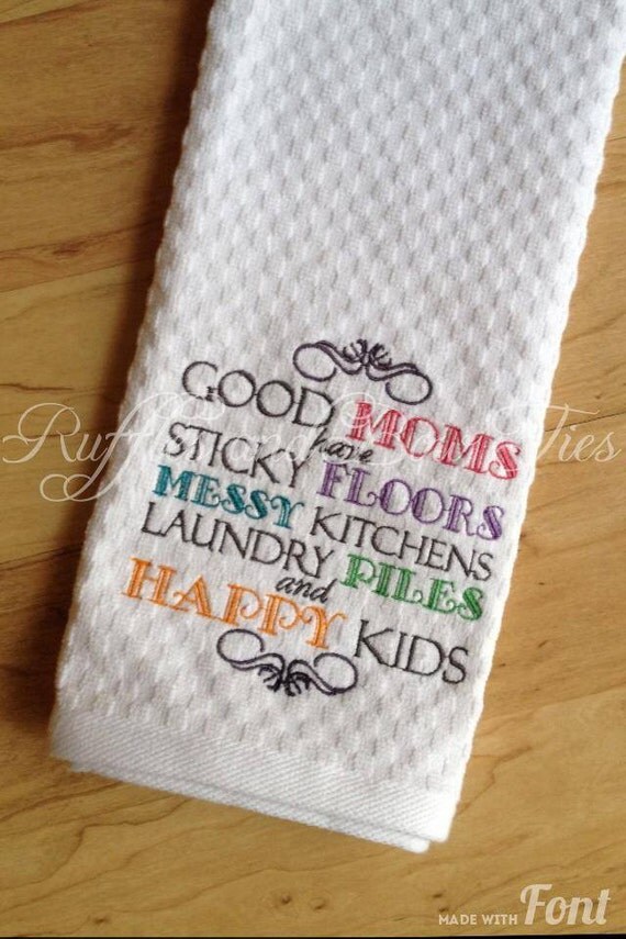 Trendy Good Moms Embroidered Tea Towels New by rufflesandbowties