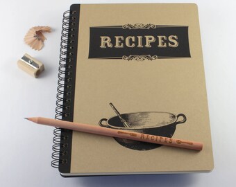 Large Notebook "Recipes", Spiral Bound Notebook