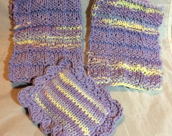 Knitted Dishcloth Set / Set of 3 / Knit DishCloth / Knit Wash Cloth / Knit Scrubbie