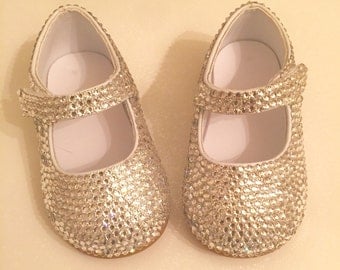 Leopard Print Baby Rhinestone Shoes Swarovski Crystal Baby
